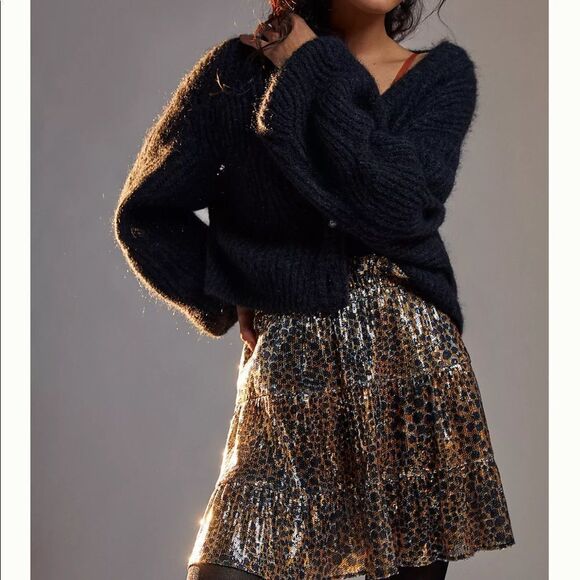 NWT Anthropologie Othilia Louisa Sequined Skirt Medium Petite B-1198 - Picture 1 of 6